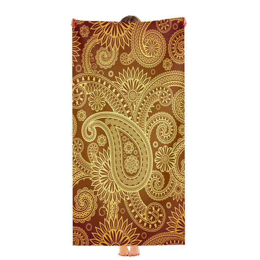 Red Gold Damask Pattern Ultra-Soft Luxury Bathroom Towels