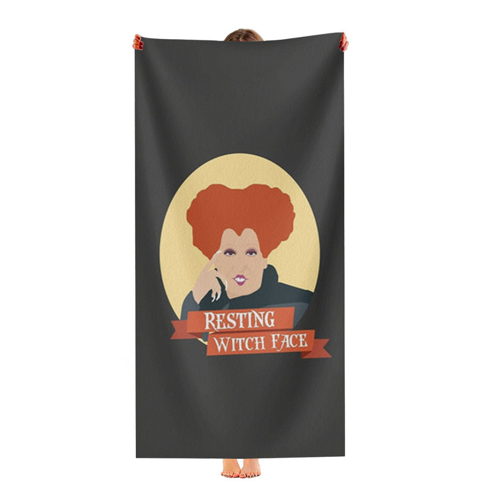 Resting Witch Face - Hocus Halloween Ultra-Soft Luxury Bathroom Towels
