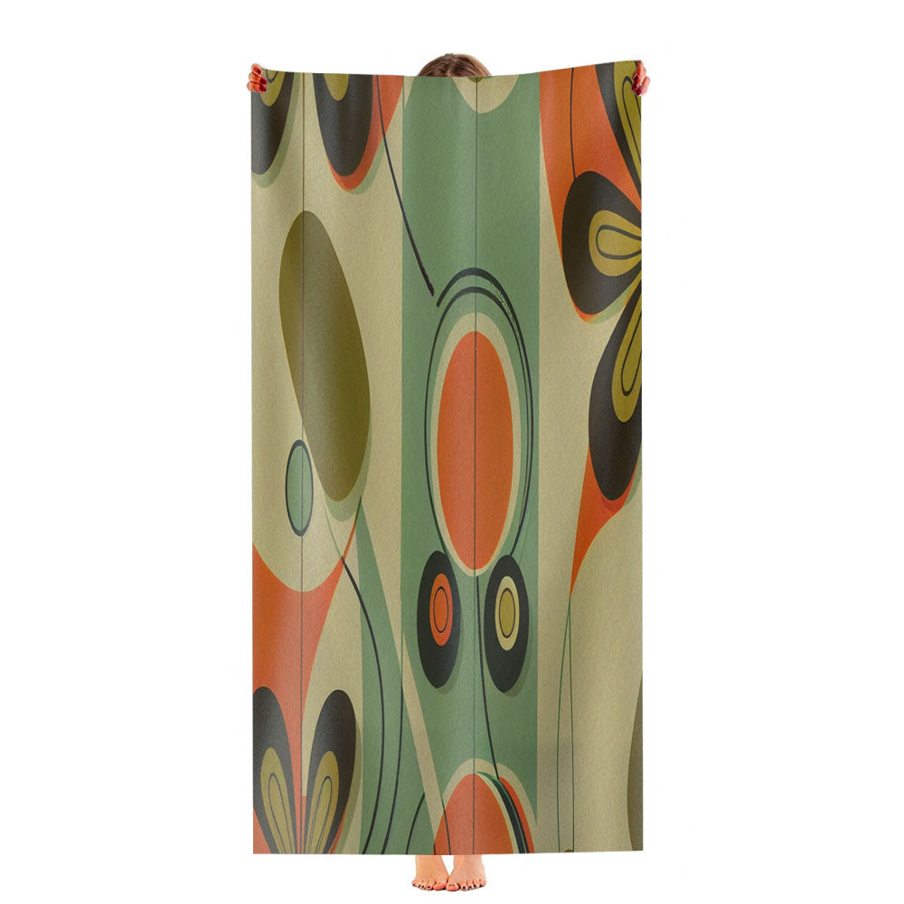 Retro 60S Mid Century Modern Daisy Ultra-Soft Luxury Bathroom Towels