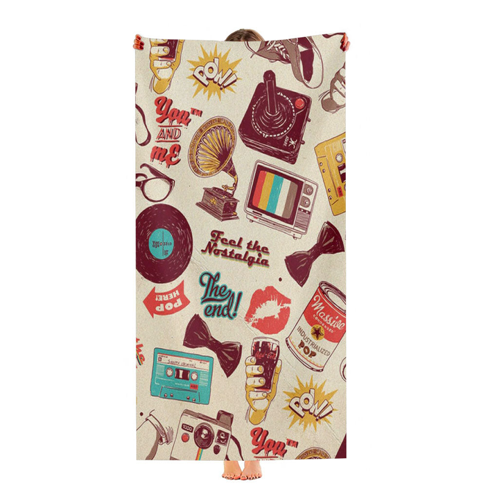 Retro Iphone Wallpaper Pattern Ultra-Soft Luxury Bathroom Towels