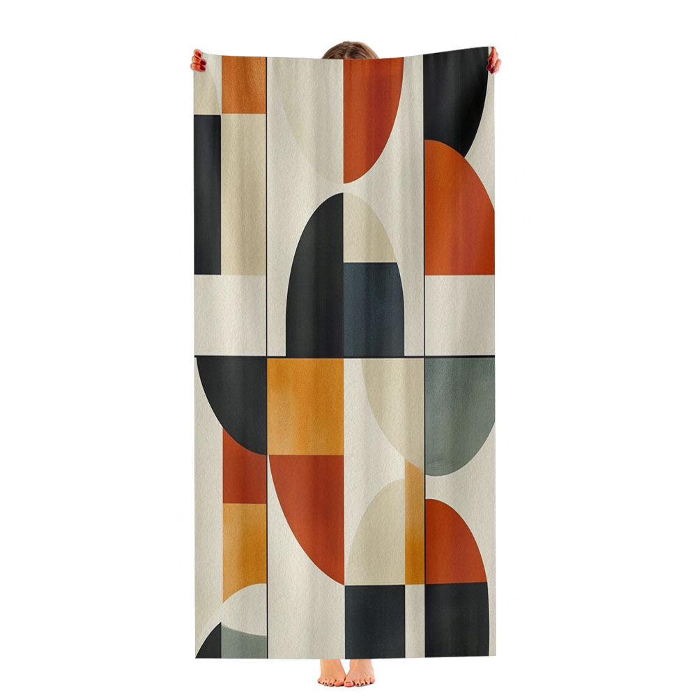 Retro Modern Shapes In Black Ultra-Soft Luxury Bathroom Towels