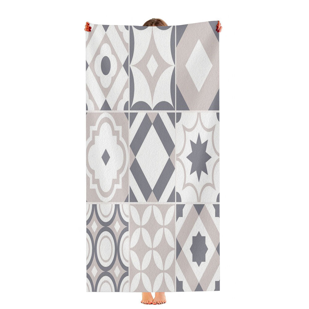 Retro Seamless Tile Pattern Ultra-Soft Luxury Bathroom Towels