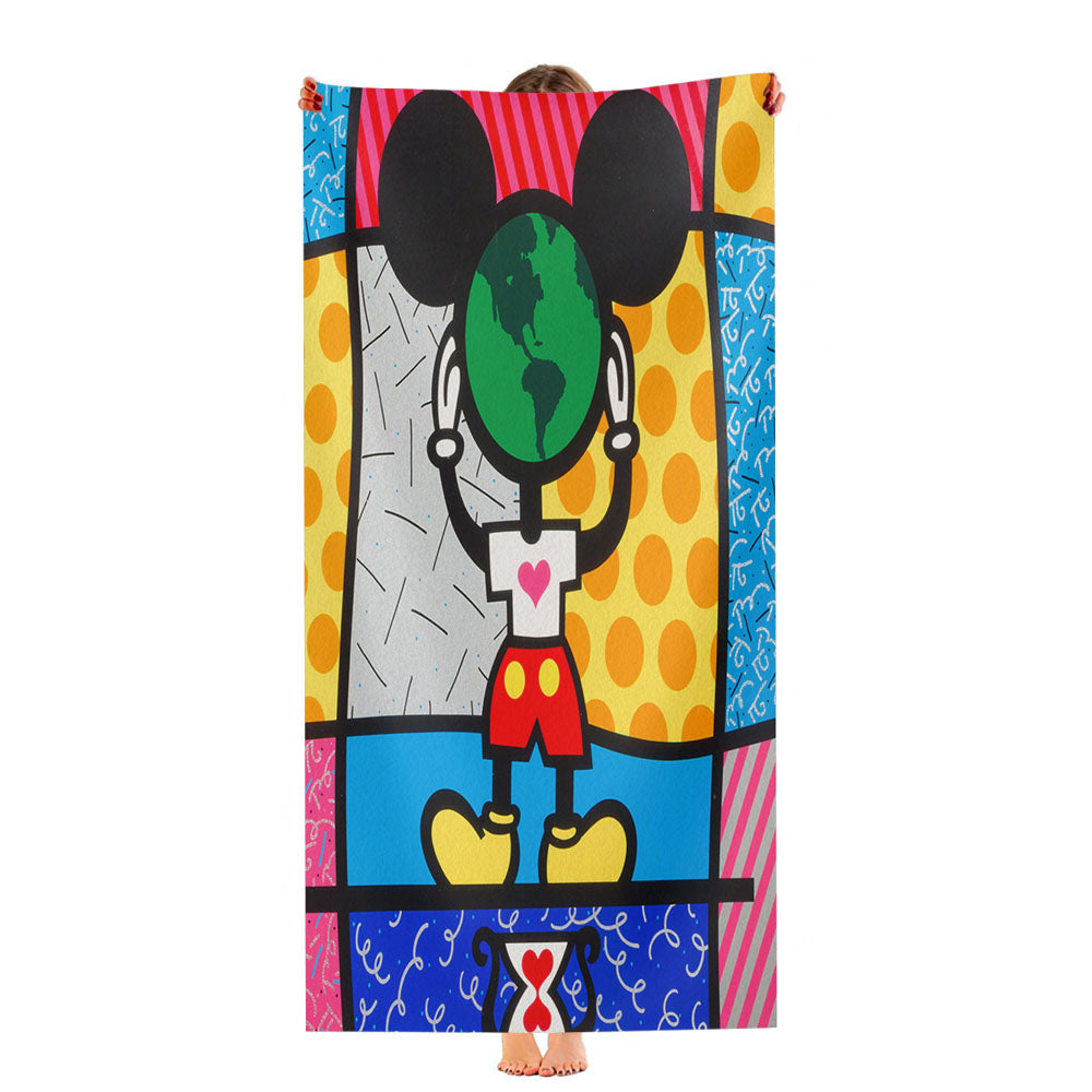 Romero Britto Mickeys World Wallpaper Ultra-Soft Luxury Bathroom Towels