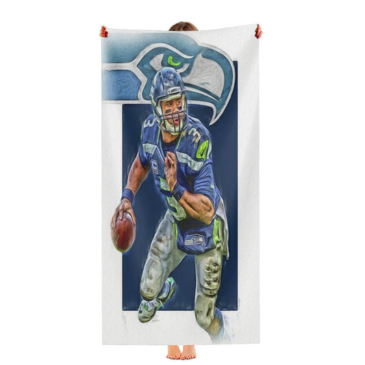 Russell Wilson Seattle Seahawks Oil Art Ultra-Soft Luxury Bathroom Towels