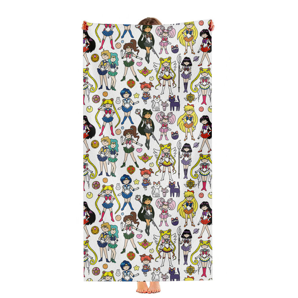 Sailor Moon Pattern Ultra-Soft Luxury Bathroom Towels