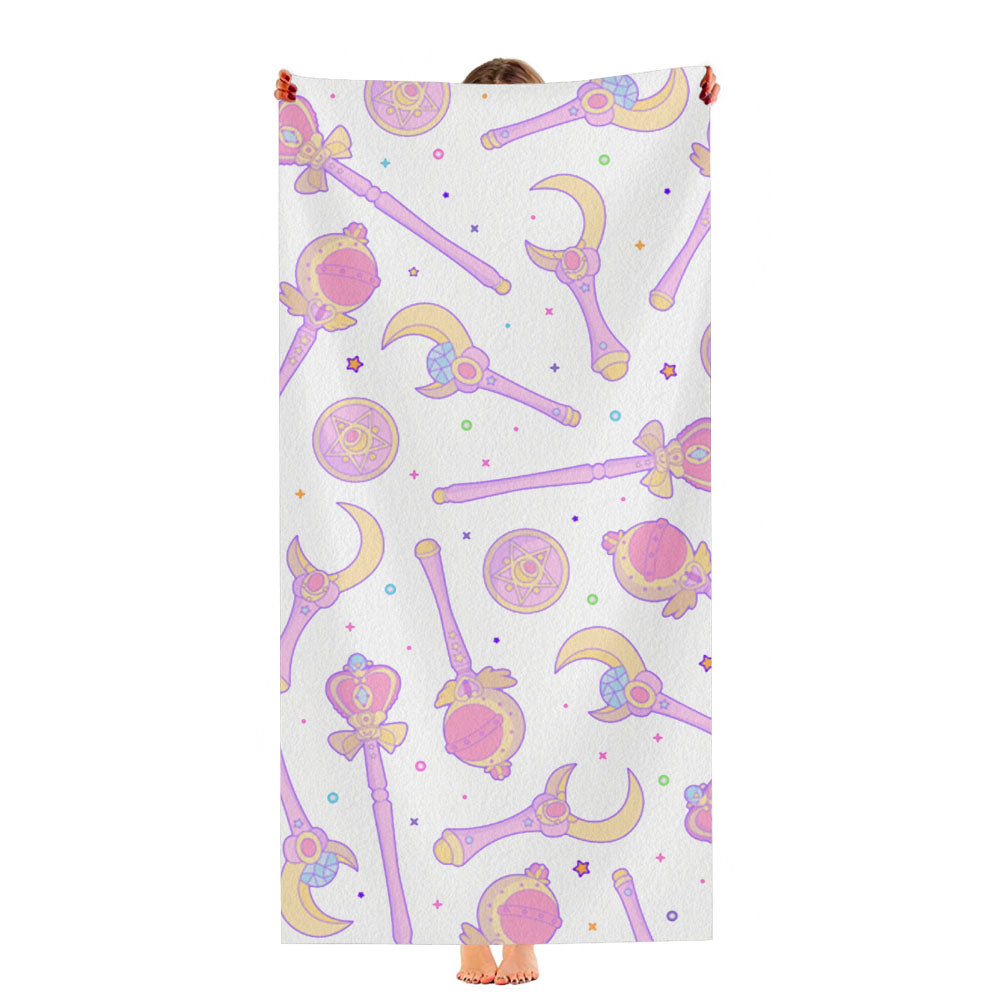 Sailor Moon Wands Pattern Ultra-Soft Luxury Bathroom Towels