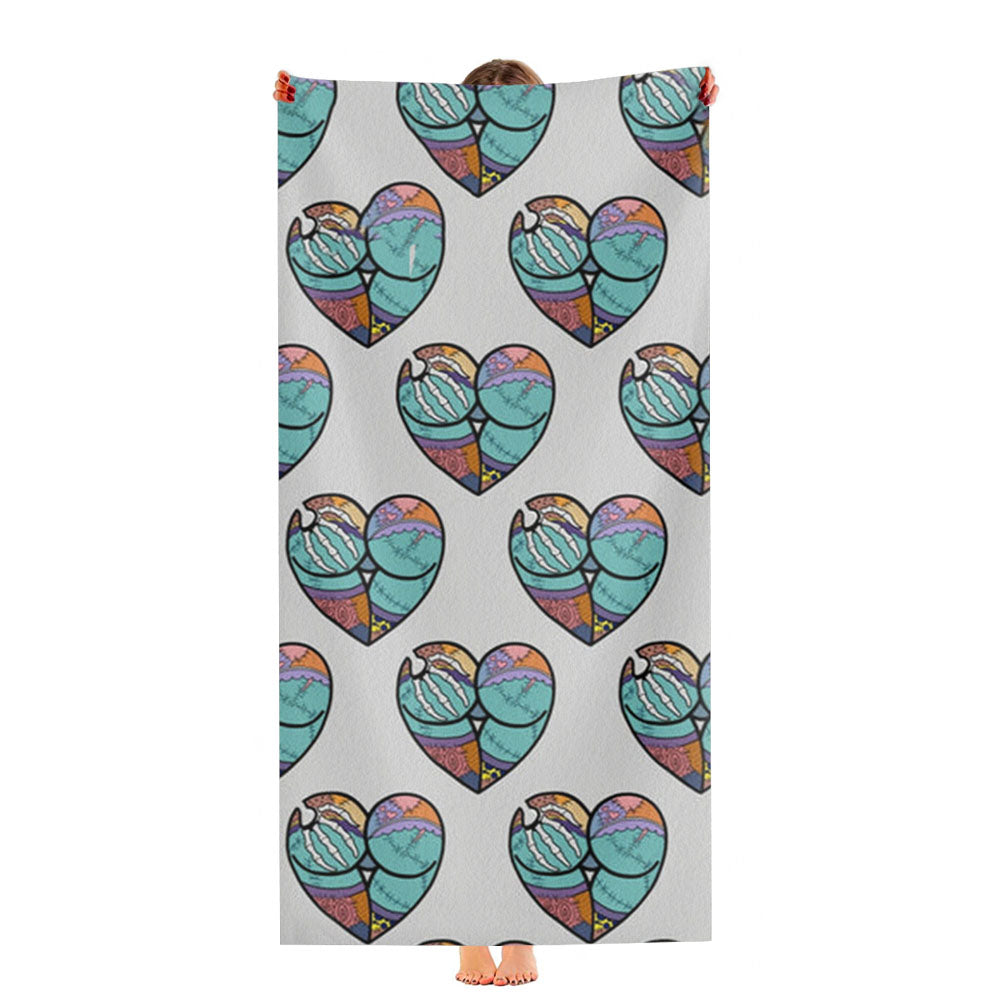 Sally And Jack Heart Pattern Ultra-Soft Luxury Bathroom Towels