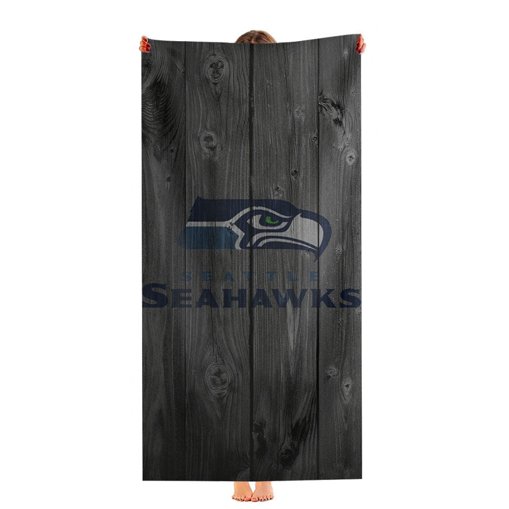 Seattle Seahawks Nfl Logo Dark Wood Wallpaper Ultra-Soft Luxury Bathroom Towels