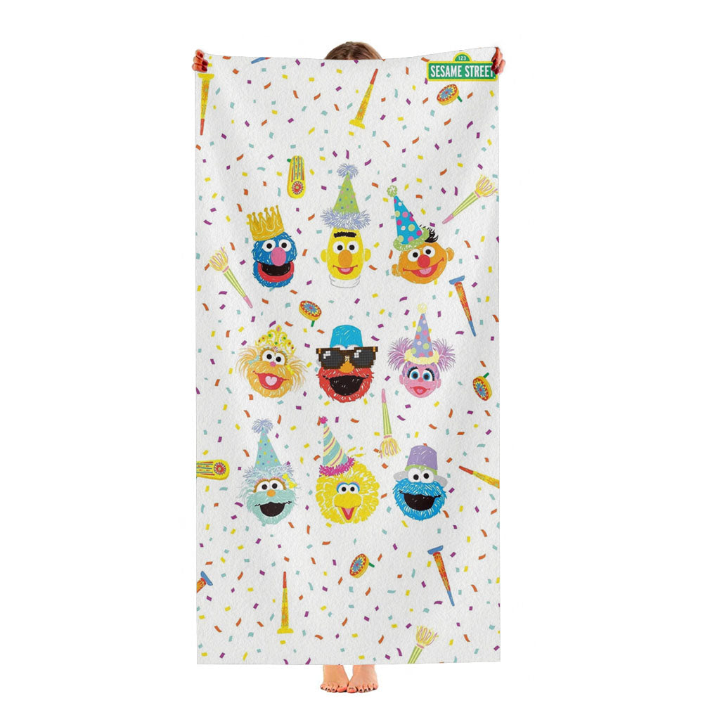 Sesame Street Wallpaper Pattern Ultra-Soft Luxury Bathroom Towels