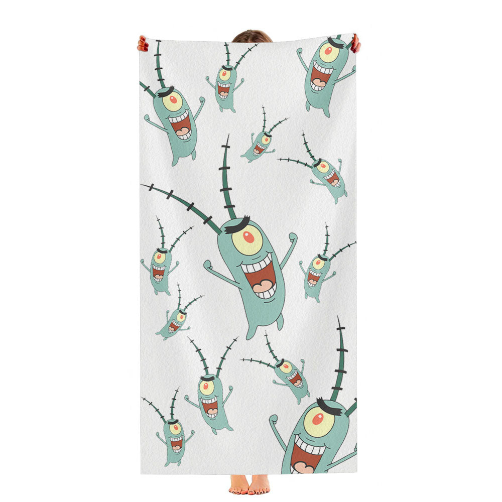 Sheldon J Plankton Pattern Ultra-Soft Luxury Bathroom Towels