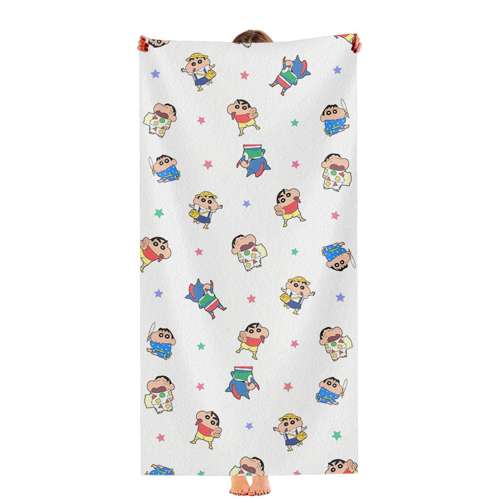 Shin Chan Action Kamen Shiro Pattern Ultra-Soft Luxury Bathroom Towels