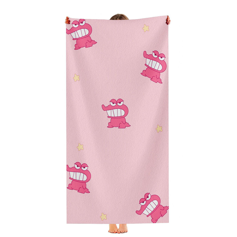 Shin Chan Pink Dinosaur Pattern Ultra-Soft Luxury Bathroom Towels