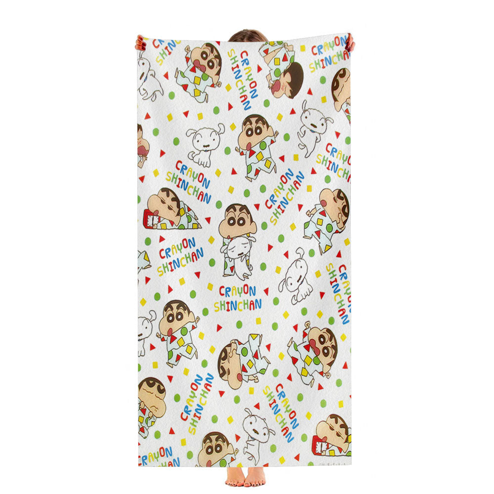 Shin Chan With Pajamas Pattern Collage Ultra-Soft Luxury Bathroom Towels