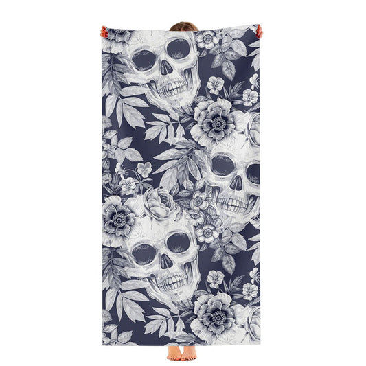 Skull Pattern On Grey Forest Ultra-Soft Luxury Bathroom Towels