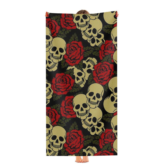 Skull Rose Pattern Vintage Ultra-Soft Luxury Bathroom Towels