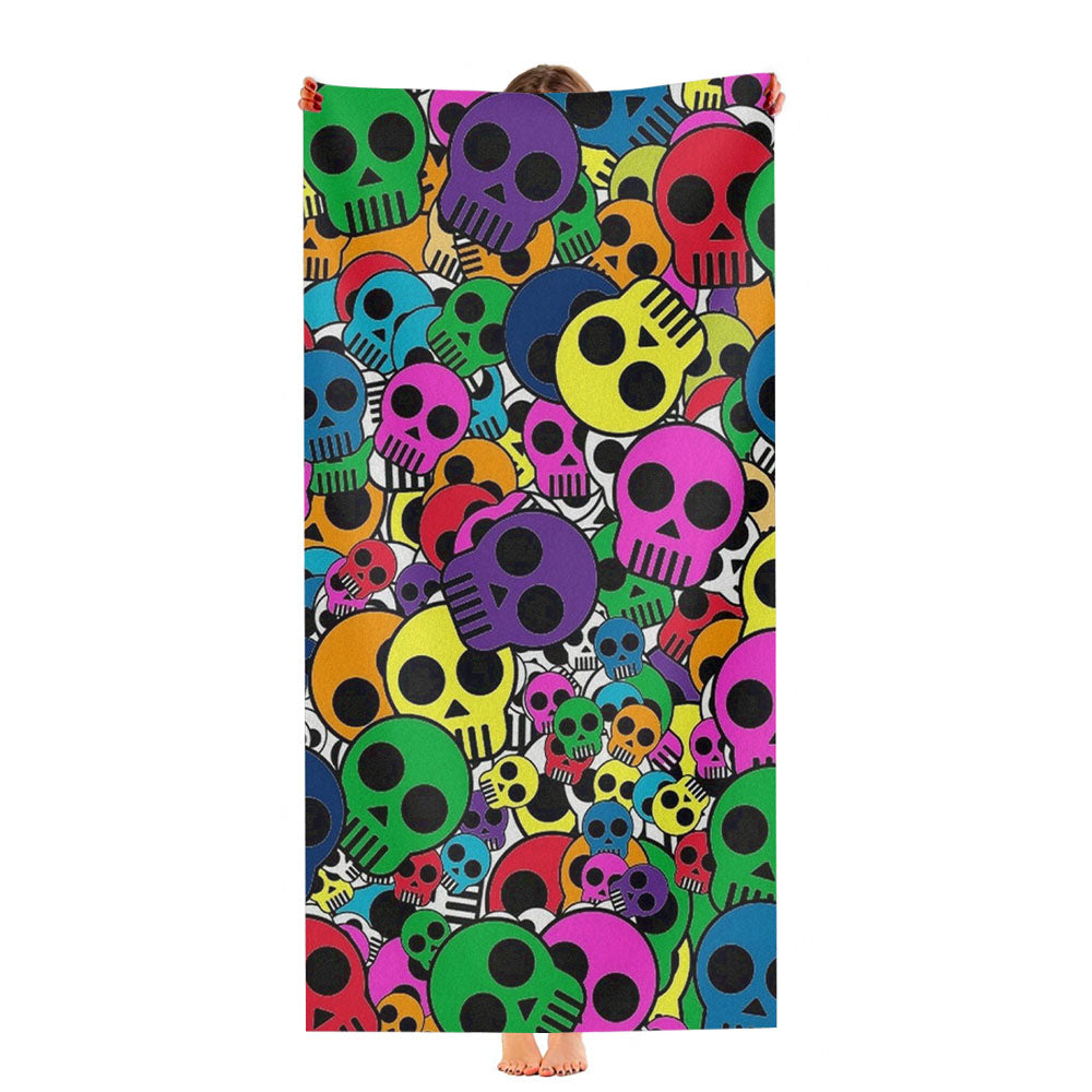 Skulls Multicolor Pattern Collage Ultra-Soft Luxury Bathroom Towels