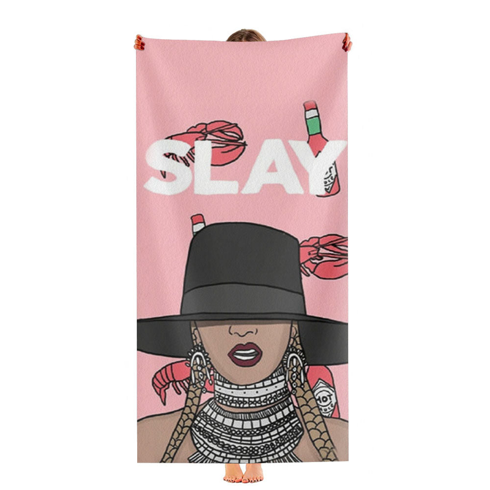 Slay - Queen B Cartoon Ultra-Soft Luxury Bathroom Towels
