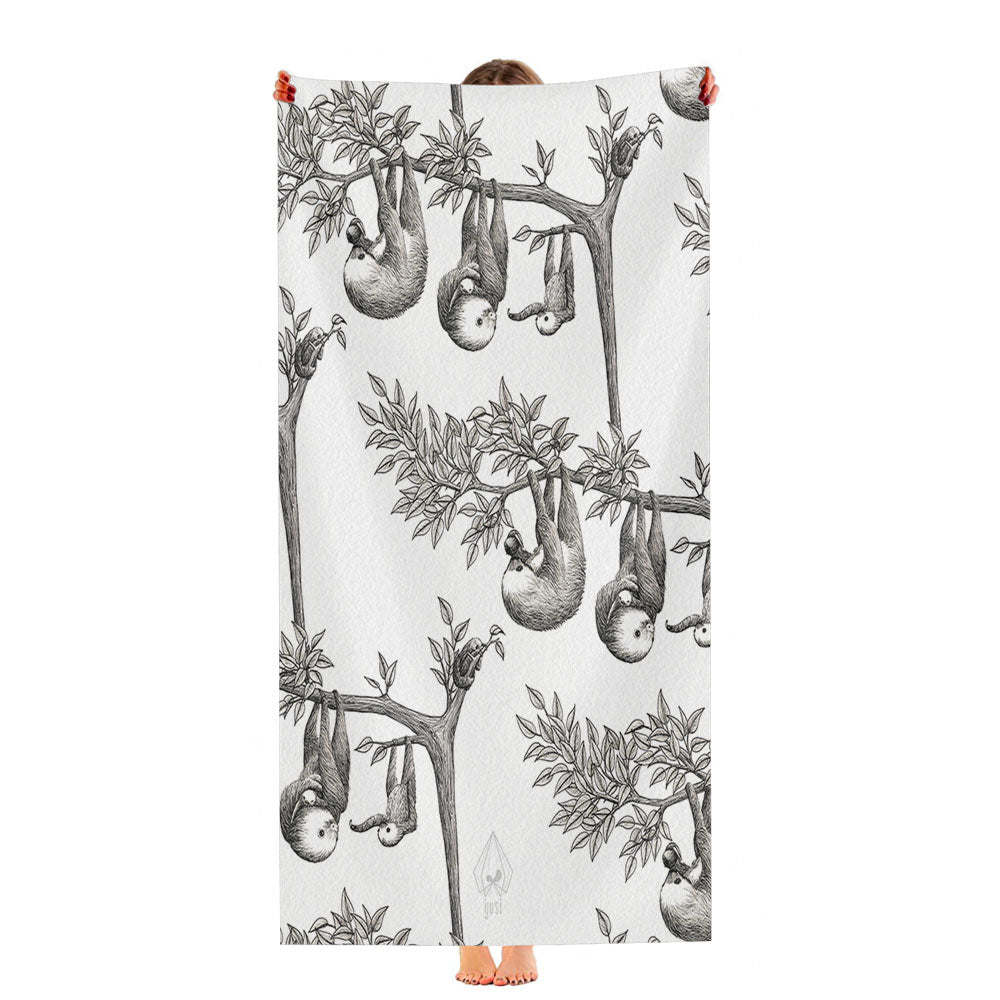 Sloth On Tree Pattern Ultra-Soft Luxury Bathroom Towels