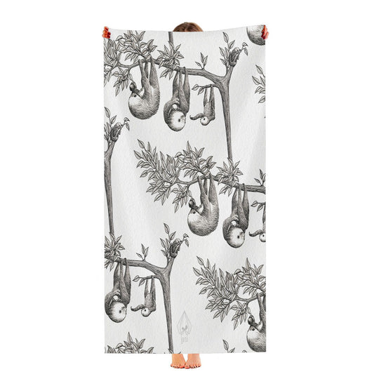 Sloth On Tree Pattern Ultra-Soft Luxury Bathroom Towels