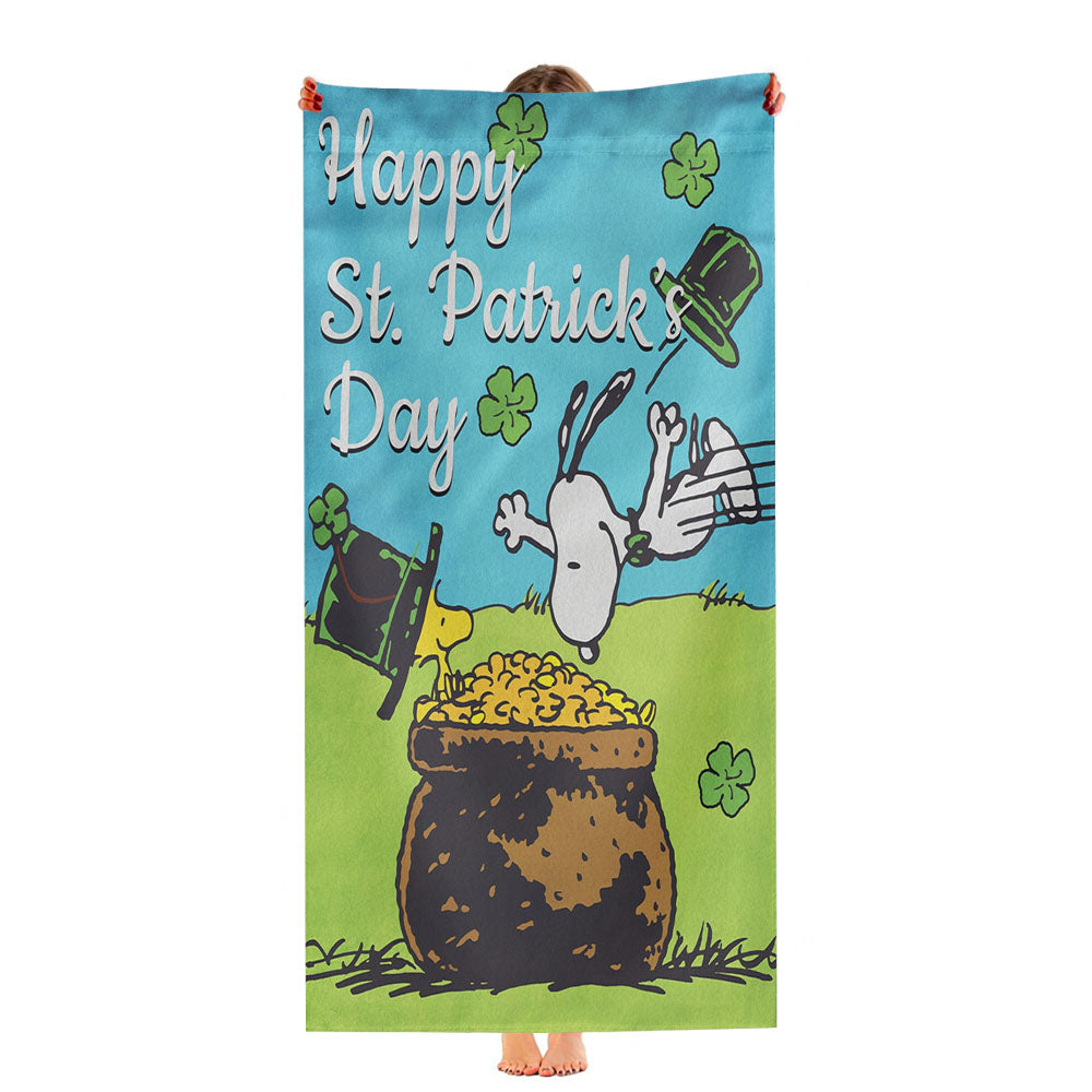 Snoopy And Woodstock St Patricks Day Ultra-Soft Luxury Bathroom Towels