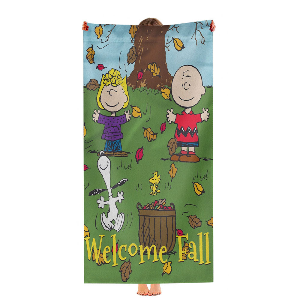 Snoopy Charlie Brown Welcome Fall Ultra-Soft Luxury Bathroom Towels