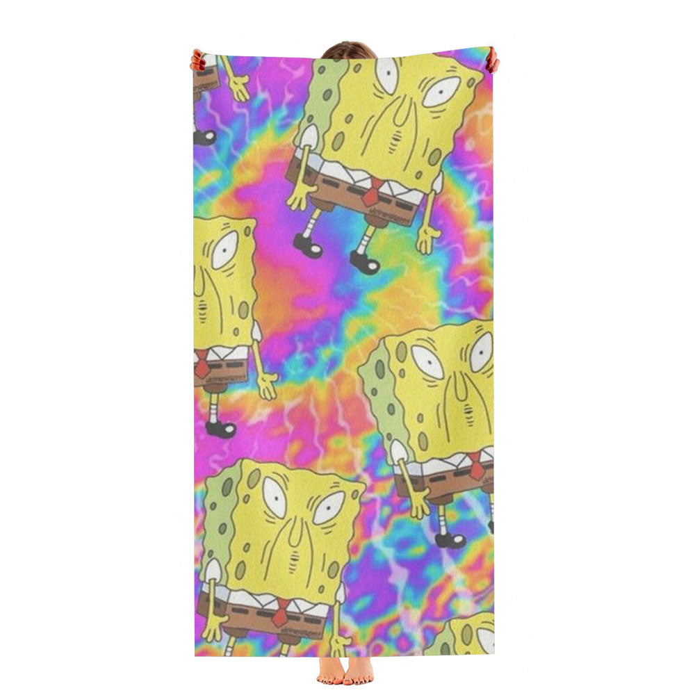Spongebob Trippy Acid Fantasy Pattern Ultra-Soft Luxury Bathroom Towels