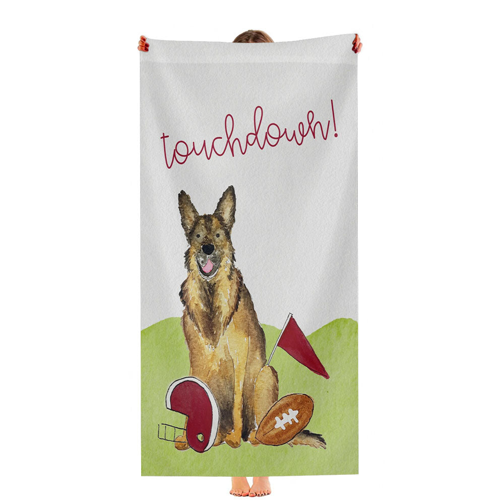 Sporty Football German Shepherd Ultra-Soft Luxury Bathroom Towels