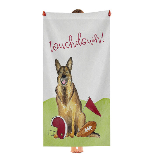 Sporty Football German Shepherd Ultra-Soft Luxury Bathroom Towels