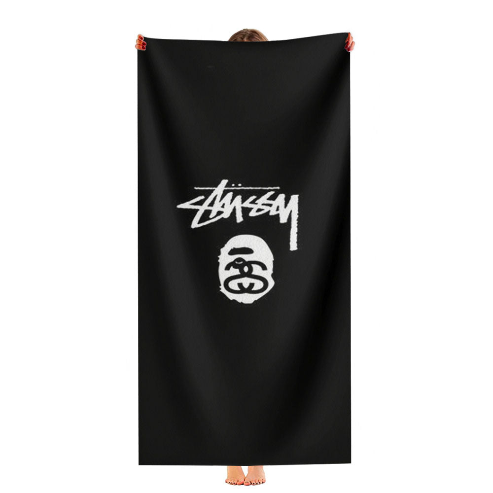 Stussy X Bape Logo Black Ultra-Soft Luxury Bathroom Towels