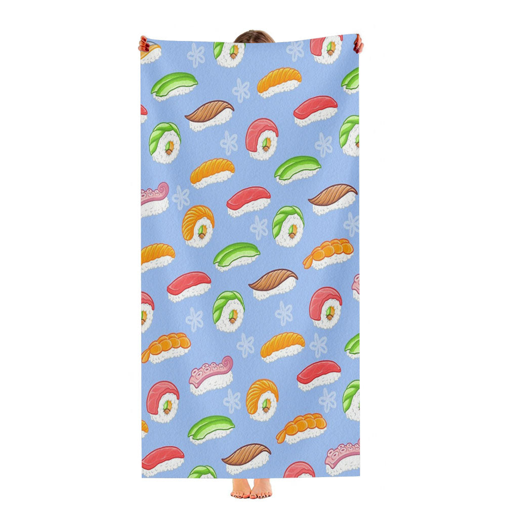 Sushi Blue Pattern Ultra-Soft Luxury Bathroom Towels