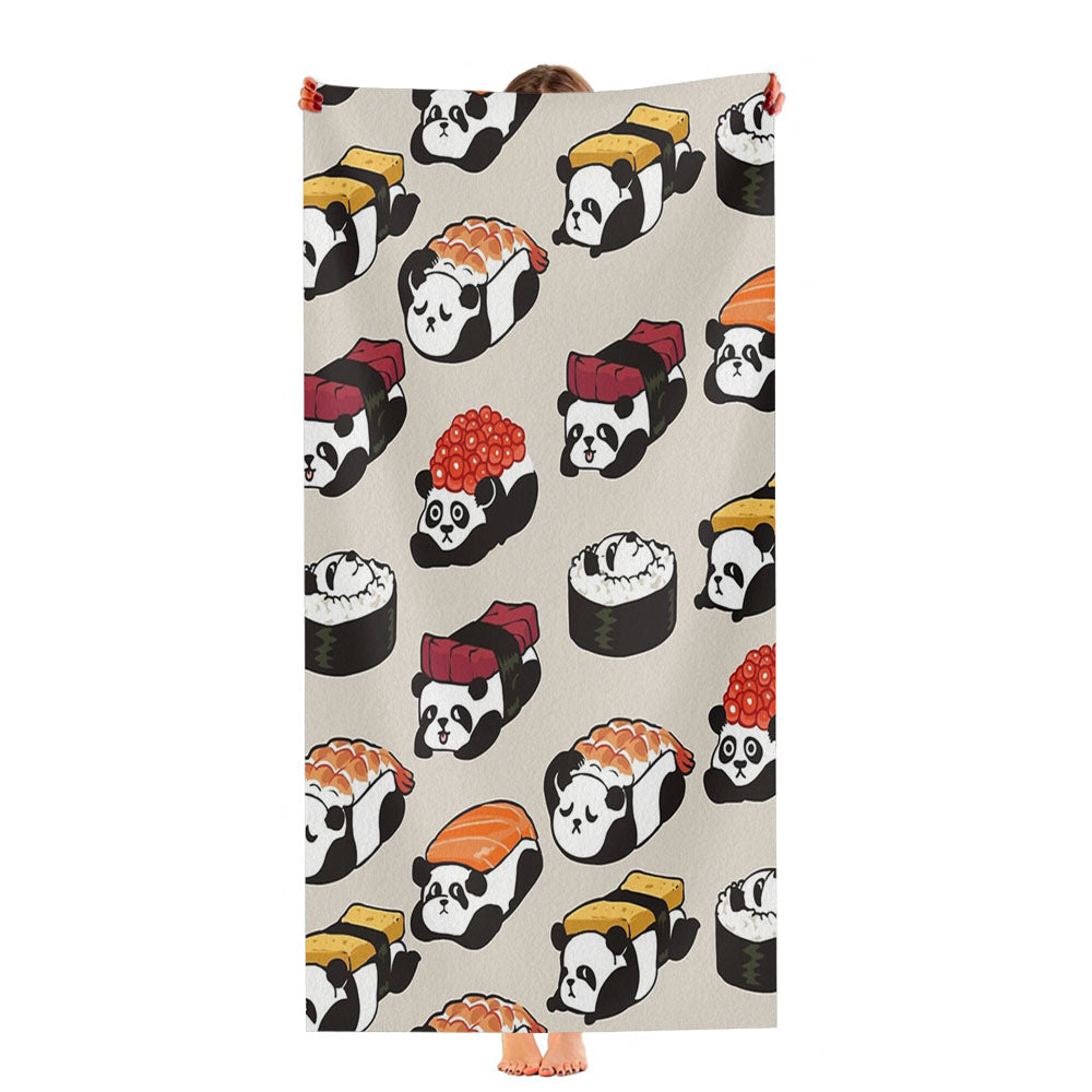 Sushi Panda Cute Pattern Ultra-Soft Luxury Bathroom Towels