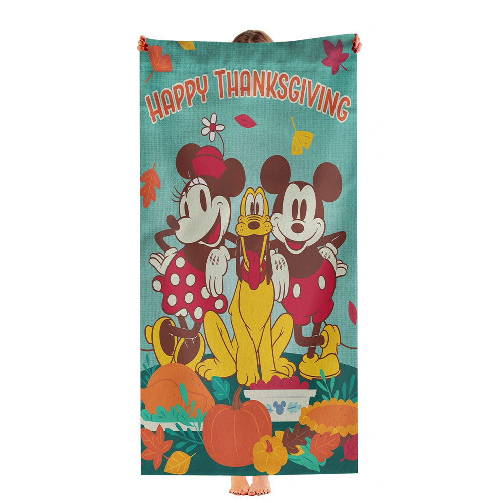 Thanksgiving Feast Mickey Mouse And Minnie Mouse Ultra-Soft Luxury Bathroom Towels