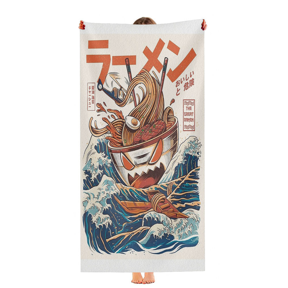 The Great Ramen Off Kanagawa Ultra-Soft Luxury Bathroom Towels