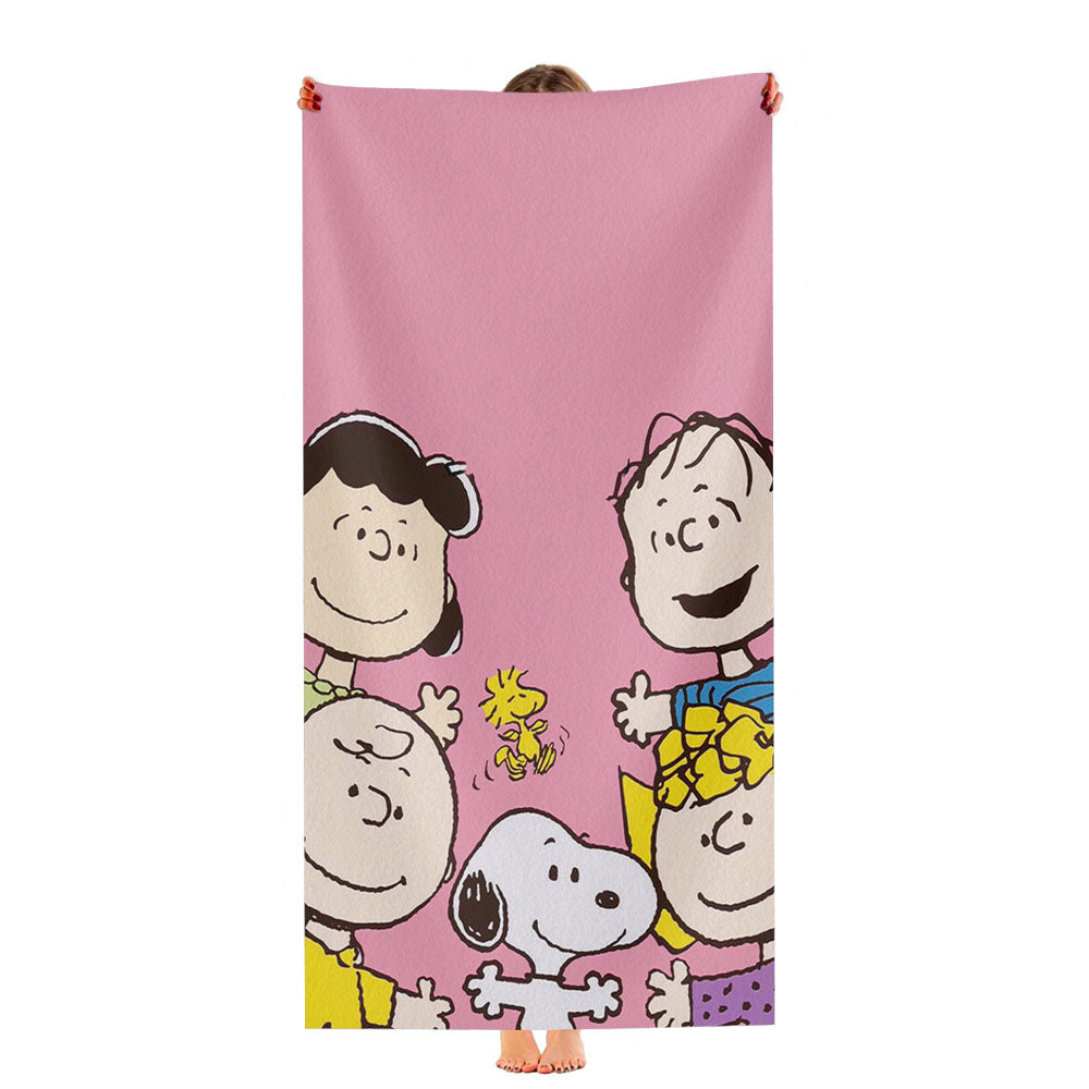 The Peanuts Charlie Brown And Snoopy Cartoon Ultra-Soft Luxury Bathroom Towels