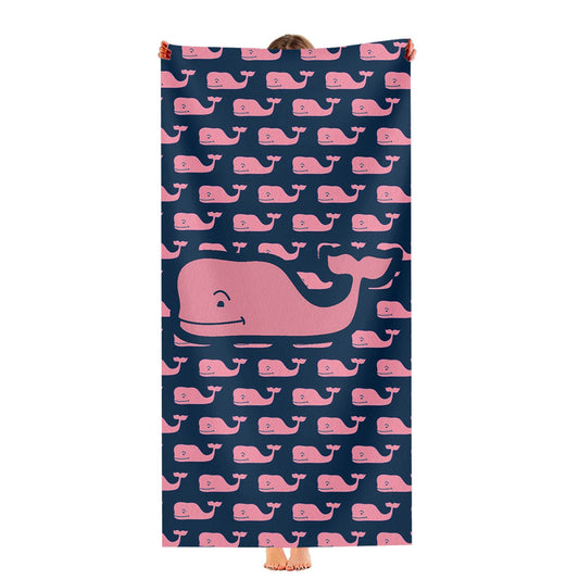 The Pope Vines Whale Pattern Navy Ultra-Soft Luxury Bathroom Towels