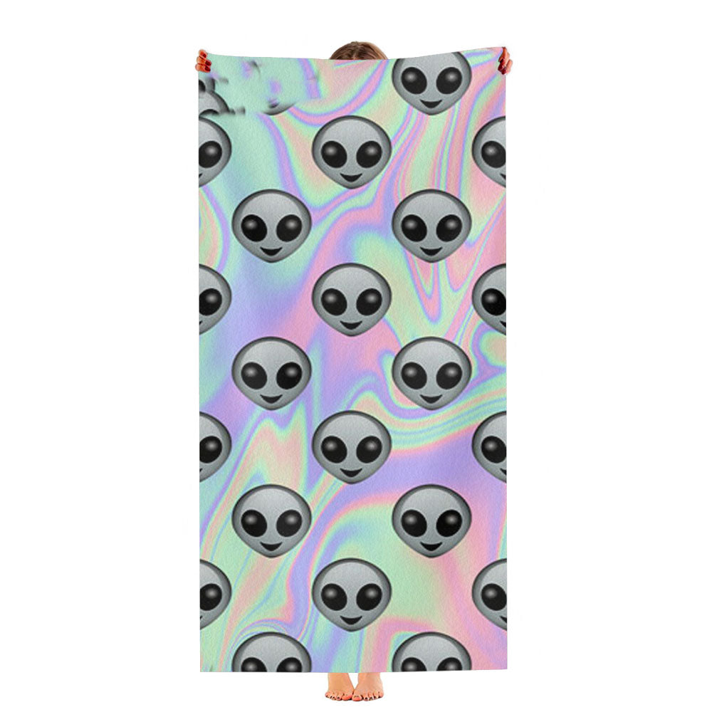 Tie Dye Alien Emoji Ultra-Soft Luxury Bathroom Towels