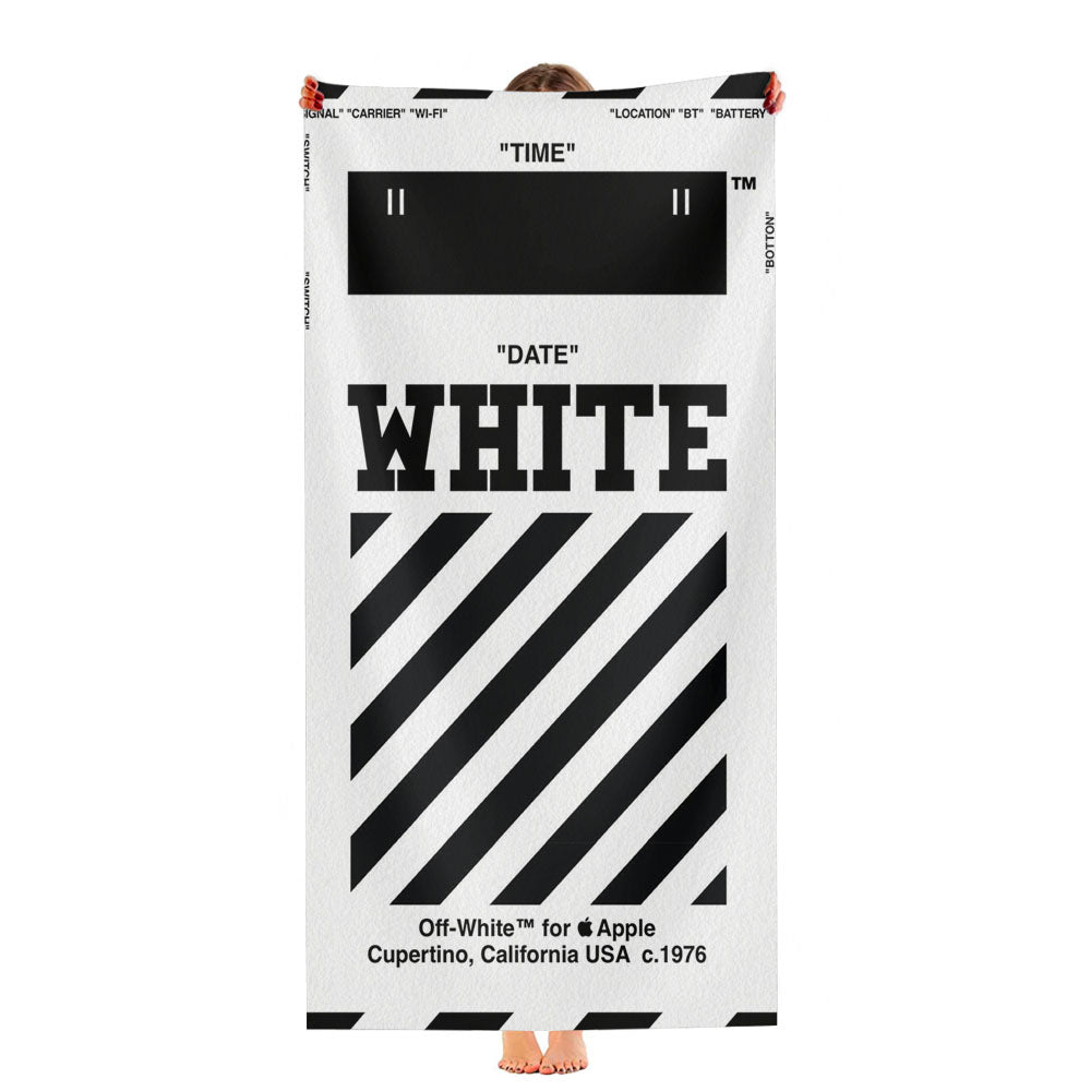 Time Date Stripe Off White Abloh Ultra-Soft Luxury Bathroom Towels