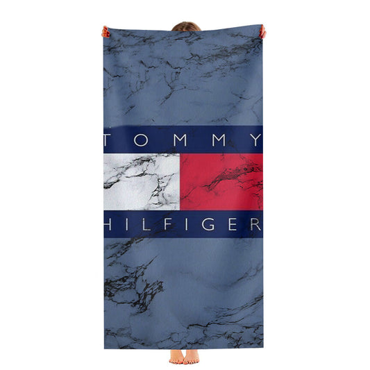 Tommy Hilfiger Marble Logo Ultra-Soft Luxury Bathroom Towels