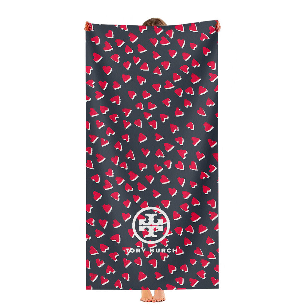 Tory Burch Valentine Days Heart Pattern Wallpaper Ultra-Soft Luxury Bathroom Towels