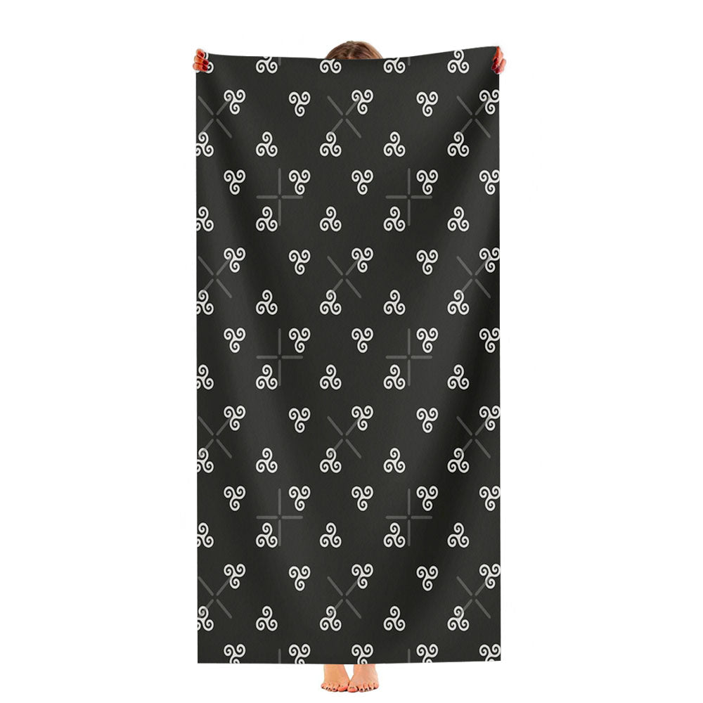 Triskelion Motif Geometric Pattern Ultra-Soft Luxury Bathroom Towels