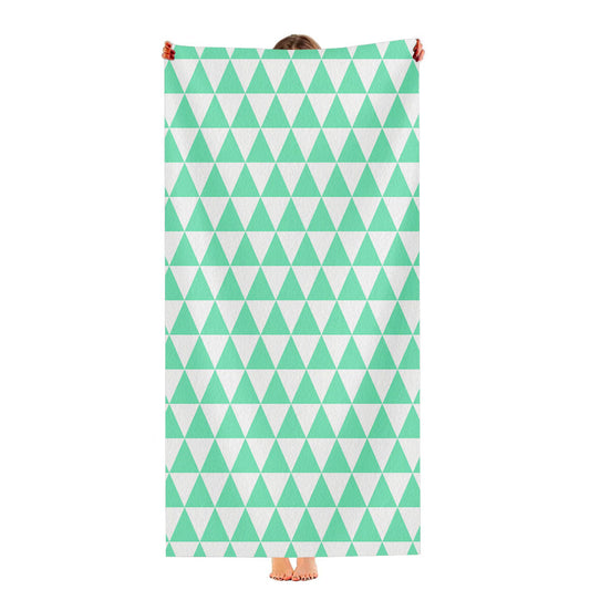 Turquoise And White Triangle Shape Pattern Geometric Art Prints Ultra-Soft Luxury Bathroom Towels