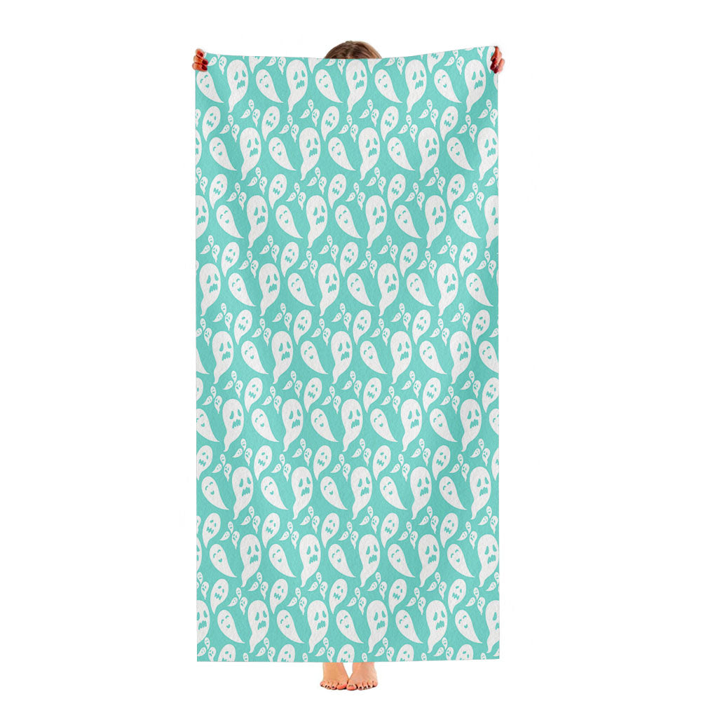 Turquoise Ghosts Pattern Halloween Ultra-Soft Luxury Bathroom Towels