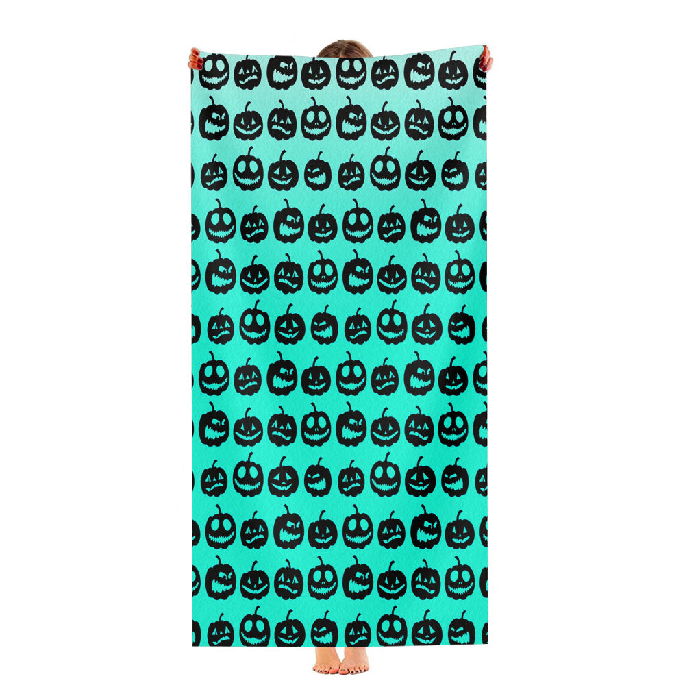 Turquoise Pumpkins Pattern Silhouette Collections Ultra-Soft Luxury Bathroom Towels