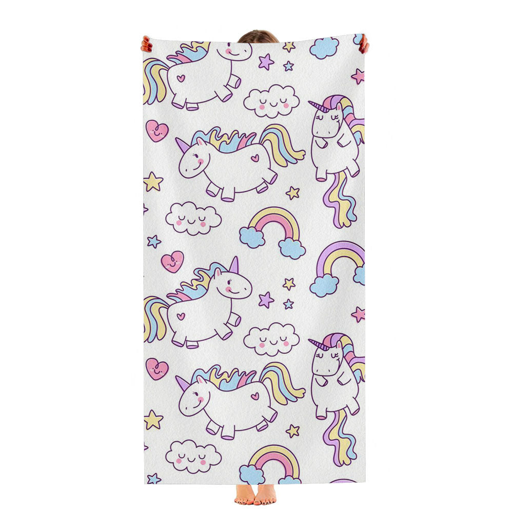 Unicorn Horse Pattern Illustration Ultra-Soft Luxury Bathroom Towels