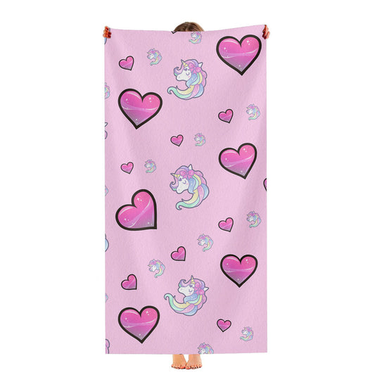 Unicorn Love Pattern Ultra-Soft Luxury Bathroom Towels