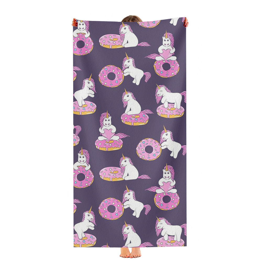 Unicorn Magic Donat Pattern Ultra-Soft Luxury Bathroom Towels