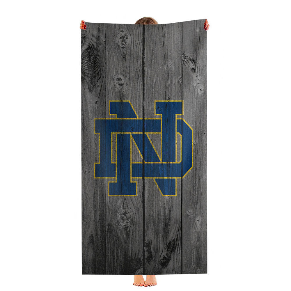 University Of Notre Dame Logo Dark Wood Wallpaper Ultra-Soft Luxury Bathroom Towels