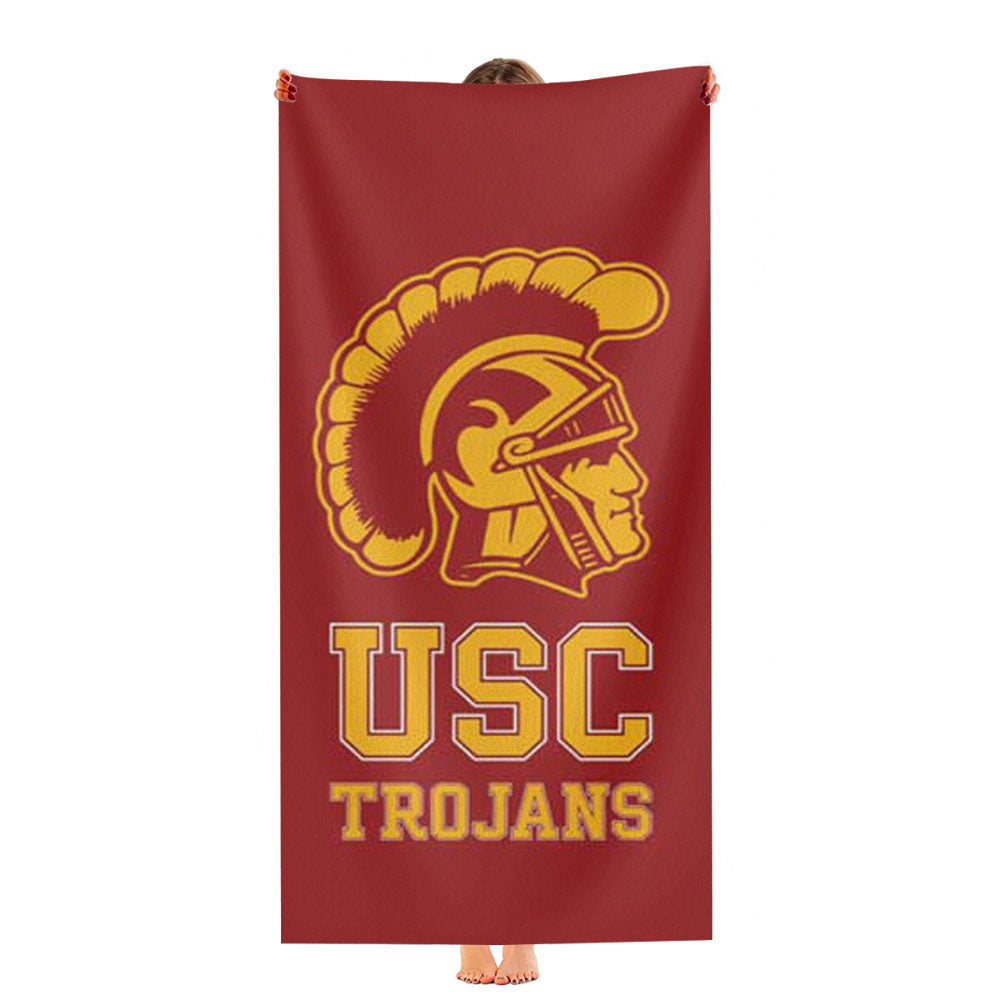 Usc Trojans Logo On Red Ultra-Soft Luxury Bathroom Towels