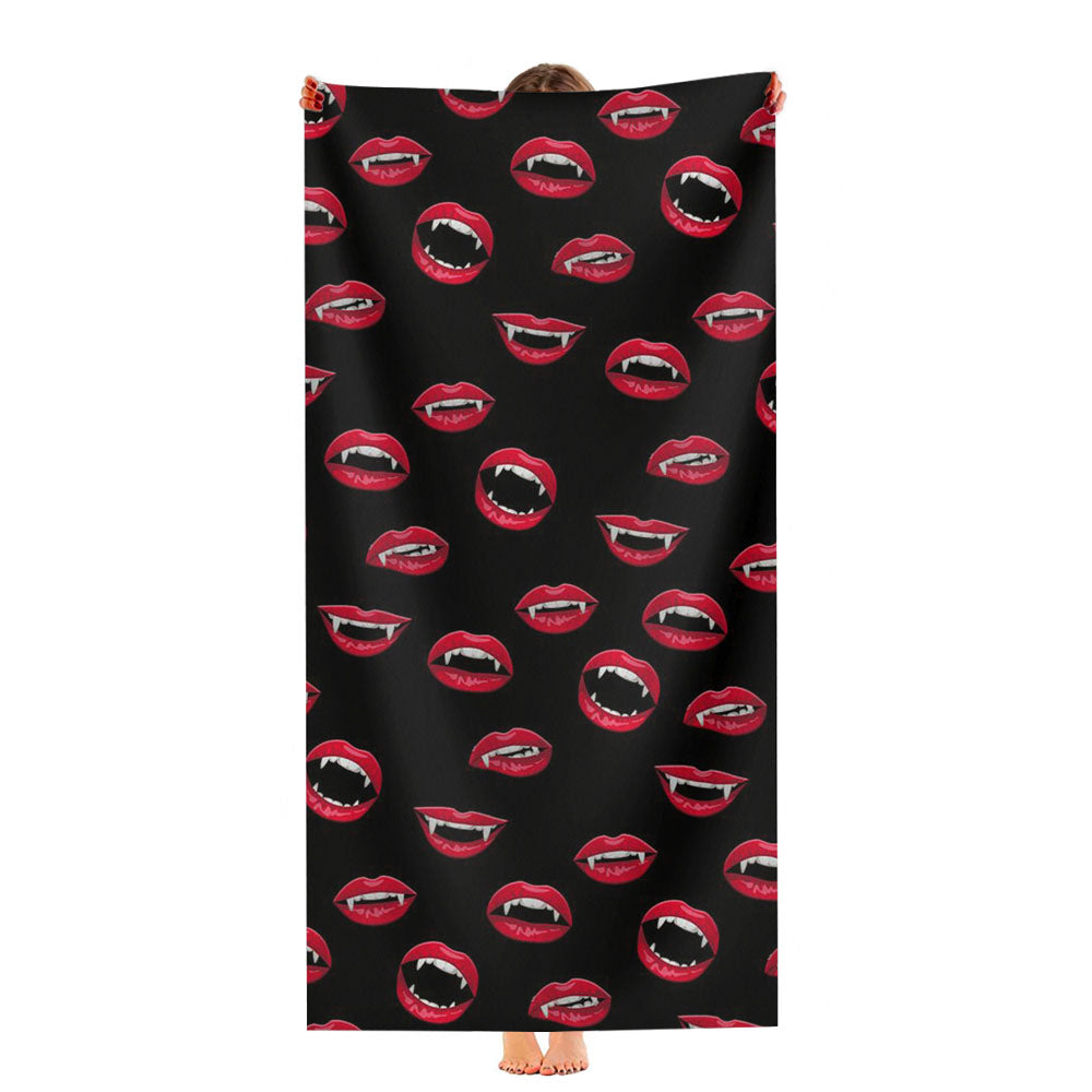 Vampire Lips Pattern Halloween Style Ultra-Soft Luxury Bathroom Towels