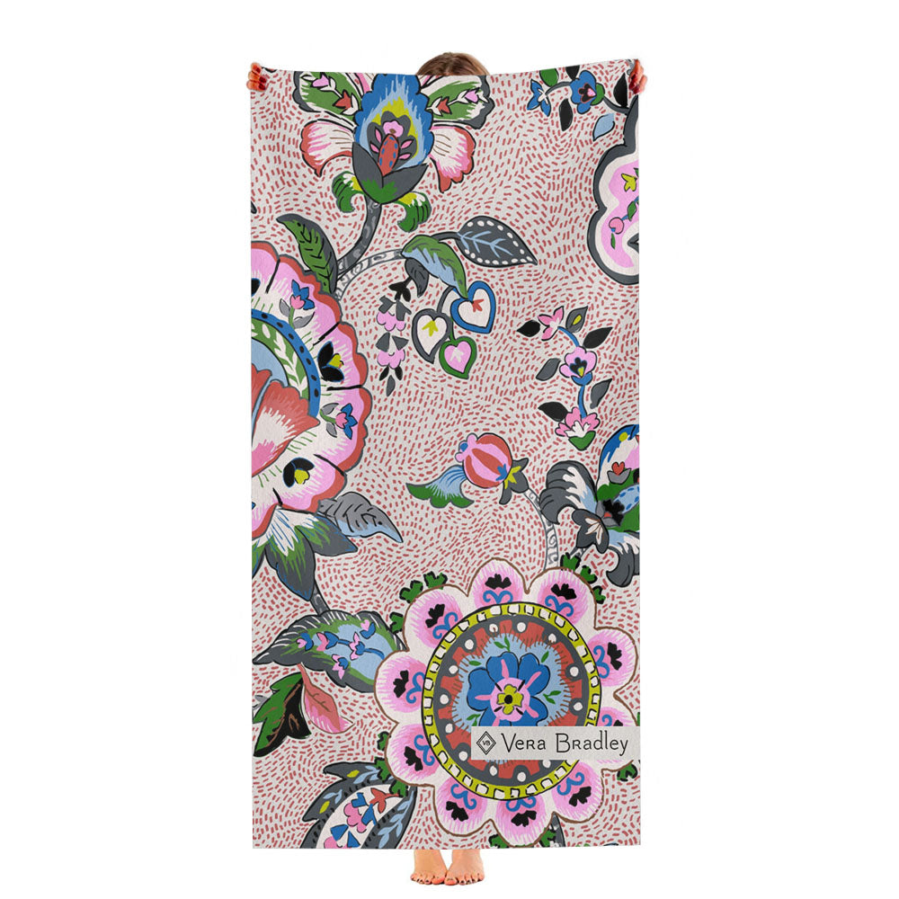 Vera Bradley New Pattern Stitched Flowers Ultra-Soft Luxury Bathroom Towels
